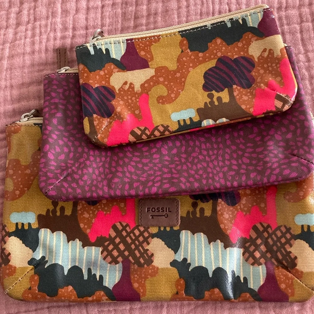Fossil Colorful Patterned Pouch Set - Picture 1 of 1